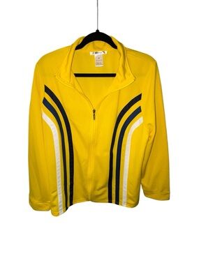 Masseys Women’s 1X Yellow Zip Front Jacket Track Jacket Plus Size Retro Stripe